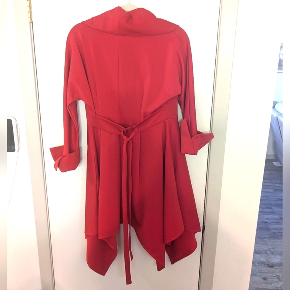 Elegant Red Dress Coat - Picture 3 of 9